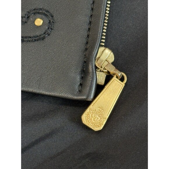 ST. JOHN Black Lamb Leather Gold Studded Embellished Jacket Sz Small Lined - Picture 12 of 13